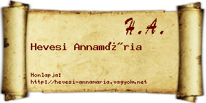 Hevesi Annamária névjegykártya